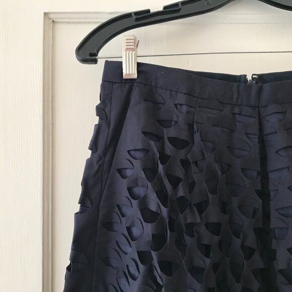 J.Crew | Navy Laser Cut Circle Midi Skirt - Picture 4 of 8